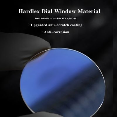 High-quality Hardlex dial window material with anti-scratch coating, anti-corrosion features, and high hardness up to 9.0 for durable watch faces, suitable for premium watch manufacturing.
