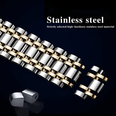 Stainless steel watch band, high-hardness stainless steel material for durable and elegant appearance, perfect for luxury watch accessories.