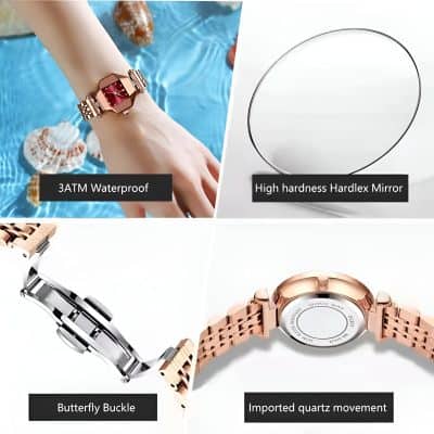 3. Elegant women's wristwatch with waterproof 3ATM feature, rose gold finish, and stylish design, ideal for fashion-conscious individuals.