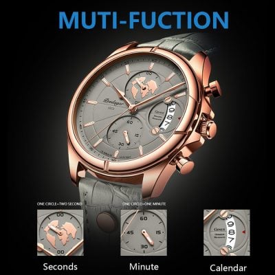 Luxurious multi-function wristwatch with world time display, chronograph features, and elegant design, ideal for fashion-forward accessories at Monalisa Store.
