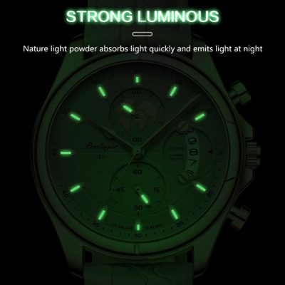 Luminous luxury watch with glow-in-the-dark features, showcasing advanced timekeeping technology and elegant design at Monalisa Medical Store.