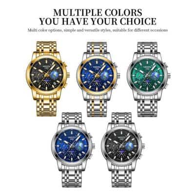 Luxury men's multi-color chronograph watches with stainless steel bands available at Monalisa Store.