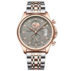 Luxurious two-tone men's watch with rose gold and silver finish, chronograph features, and detailed dial, perfect for high-end fashion and timepiece enthusiasts.