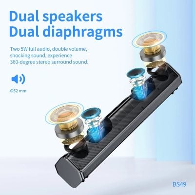 High-quality stereo wireless earbuds with dual speakers and dual diaphragms for immersive sound, perfect for listening, calling, and sports. Comfortable fit with 52mm diameter drivers.