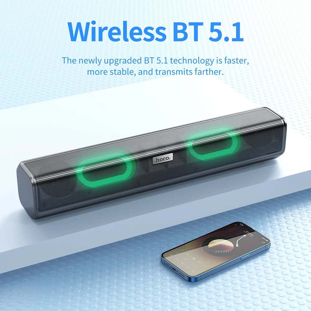 High-quality wireless Bluetooth speaker with modern design and LED lighting, perfect for home or office use, offering great sound and stable connectivity.