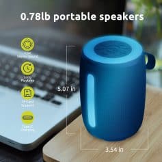 Wireless portable Bluetooth speaker with 15W stereo sound, long battery life, TF card support, and Type-C charging, perfect for travel and outdoor use.
