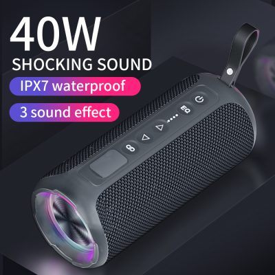 Portable Bluetooth speaker with waterproof design, 40W shock sound, and multiple sound effects for enhanced audio experience - ideal for outdoor use.