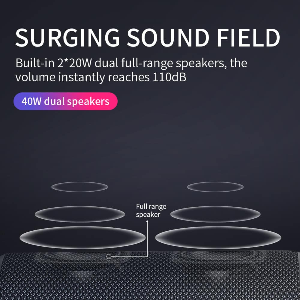 High-quality audio speakers at Monalisa Store showcasing 40W dual speakers for immersive sound experience and home theater entertainment.