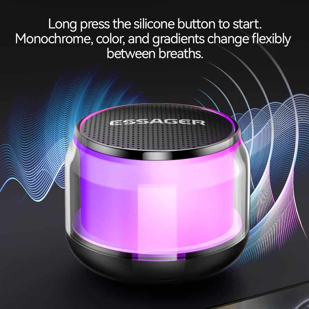 Rgb silicone breathing light diffuser, breath-monitoring device with color-changing gradients, flexible monochrome mode, for wellness and sleep improvement.