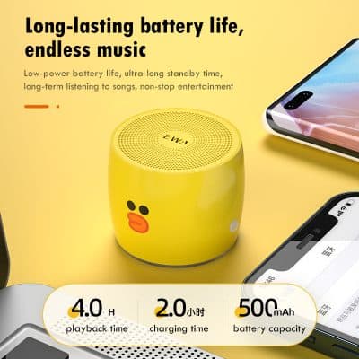 Wireless portable Bluetooth speaker with duck face design, long-lasting battery life, perfect for music lovers and outdoor entertainment.