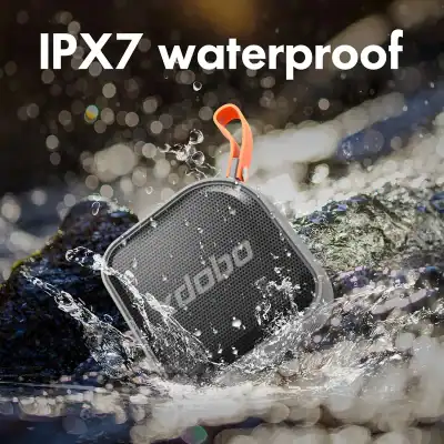 IPX7 waterproof portable speaker ideal for outdoor use, rugged design for durability in water-resistant audio devices, perfect for travel and water activities.