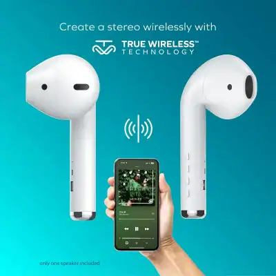 Wireless earbuds with true wireless technology for seamless audio experience at Monalisa Medical Store.