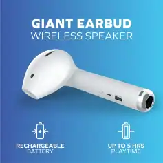 Giant wireless earbuds with rechargeable battery and up to 5 hours of playtime, perfect for premium sound and comfortable fit.
