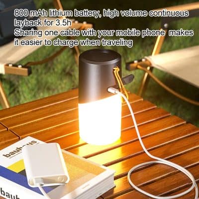 800 mAh lithium battery, portable power bank for charging devices while traveling, compact design for convenience, perfect for outdoor use and emergencies, compatible with smartphones and tablets.