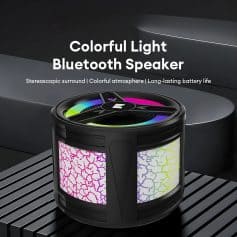 Colorful Light Bluetooth Speaker, portable stereo speaker with vibrant lighting, long-lasting battery, perfect for outdoor and indoor use, compatible with all devices.
