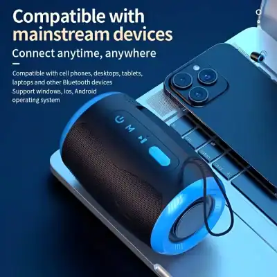 Wireless portable Bluetooth speaker compatible with smartphones and tablets for medical and healthcare environments.