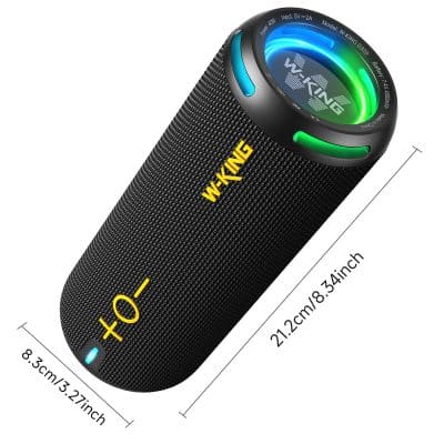 Wireless Bluetooth portable speaker, compact design with LED lighting, ideal for outdoor music streaming, perfect for travel, and compatible with various devices.