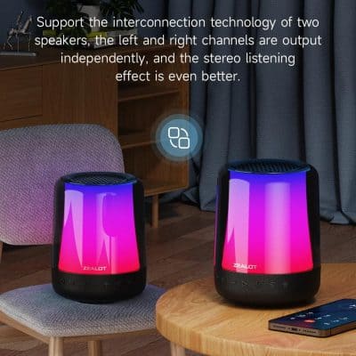 Bluetooth portable speakers with LED light display, ideal for home and outdoor use, featuring stereo sound and wireless connectivity. Perfect for enhancing music experience at Monalisa Store.