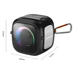Wireless Bluetooth speaker with colorful LED lights, compact and portable design, perfect for outdoor and indoor music listening, ideal for enhancing your audio experience.