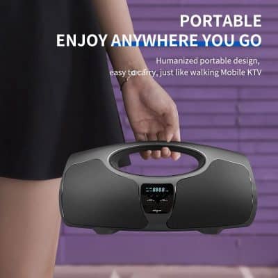 Portable Bluetooth speaker, perfect for outdoor use, offers powerful sound and easy mobility, ideal for travel, picnics, and parties, enhancing your music experience anywhere you go.