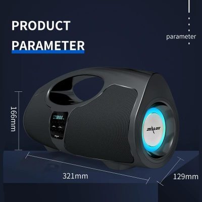 Wireless Bluetooth portable speaker with LED light, compact design, perfect for on-the-go music listening and outdoor activities.