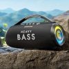 Portable Bluetooth speaker with heavy bass for outdoor use, rugged design, and long battery life, perfect for music enthusiasts seeking durable audio products from Monalisa Store.