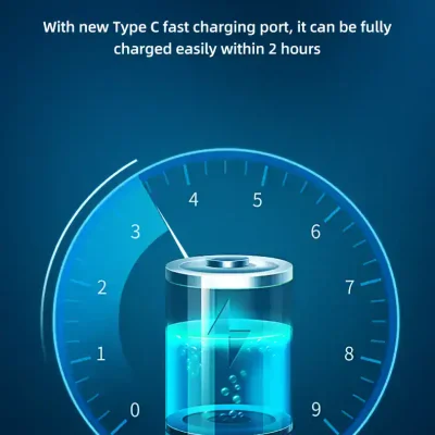 Long-lasting rechargeable battery graphic showing up to 10 hours of continuous use for Monalisa Medical devices.