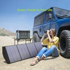 Eco-friendly portable solar power generator with solar panels, ideal for outdoor and emergency energy solutions. Perfect for camping, off-grid use, and eco-conscious living.