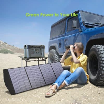 Eco-friendly portable solar power generator with solar panels, ideal for outdoor and emergency energy solutions. Perfect for camping, off-grid use, and eco-conscious living.