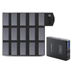 Portable solar power bank and solar panel charger for energy independence, outdoor use, and eco-friendly power solutions. Perfect for emergency, camping, and off-grid energy needs.