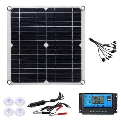 Flexible monocrystalline solar panel kit for off-grid solar power systems, including charge controller, wiring, and sensors for efficient energy harvesting at Monalisa Store.