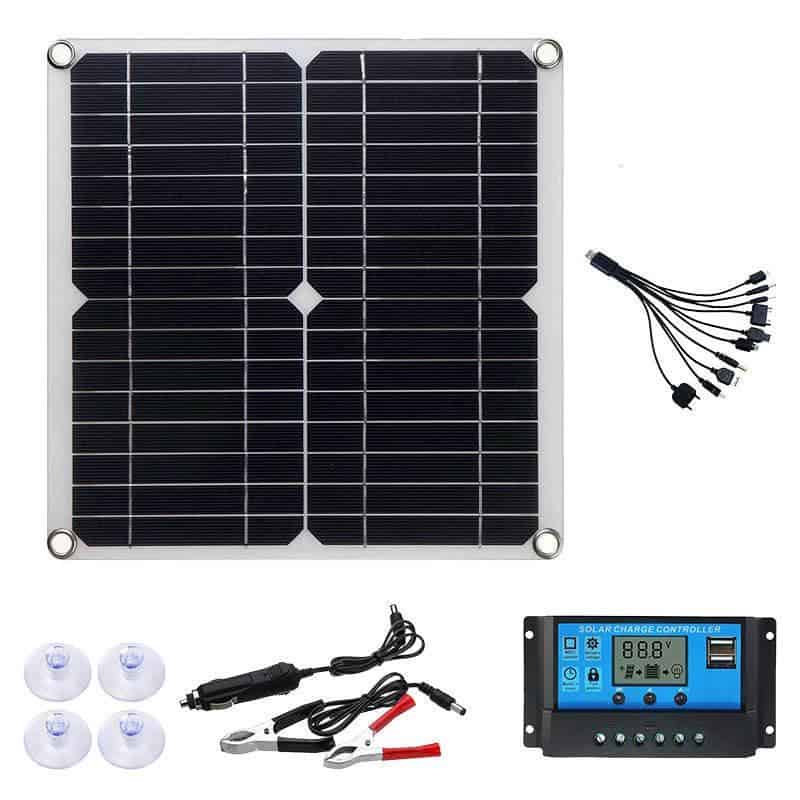 Flexible monocrystalline solar panel kit for off-grid solar power systems, including charge controller, wiring, and sensors for efficient energy harvesting at Monalisa Store.