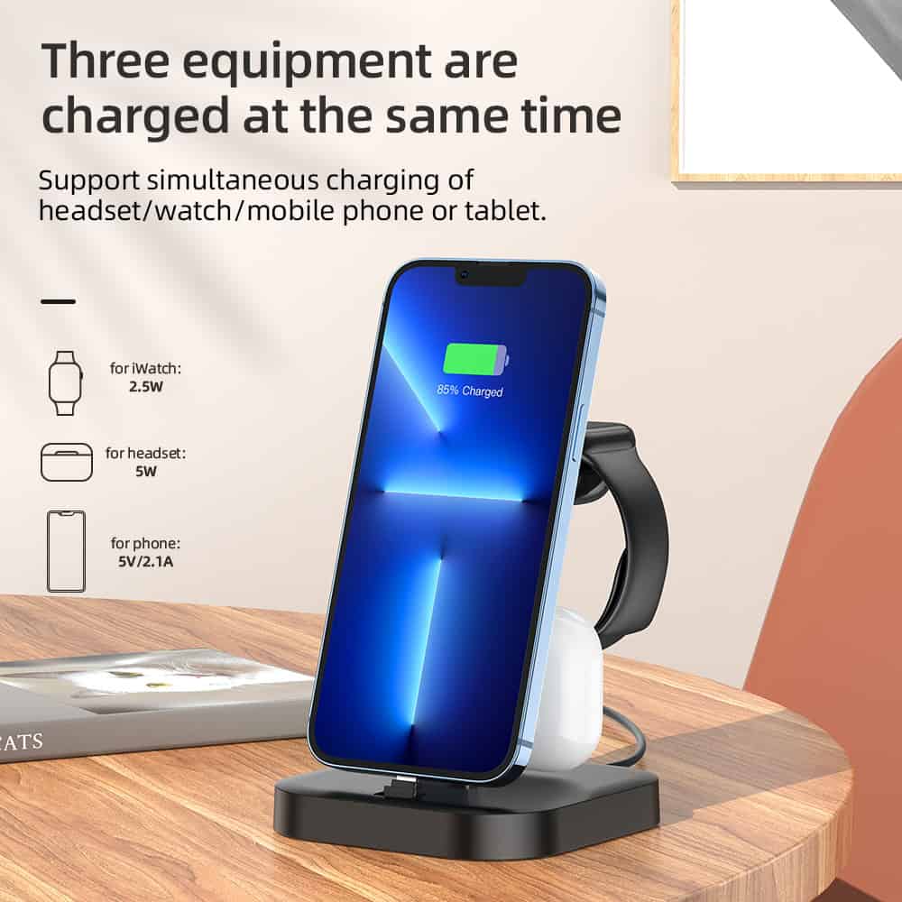 Fast wireless charging station for multiple devices at Monalisa Store.