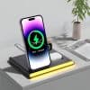 Wireless charging station for smartphone and accessories.
