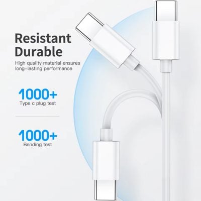 High-quality durable charging cable for electronic devices, tested for over 1000+ bending and type C plug durability, ideal for reliable smartphone and tablet charging.