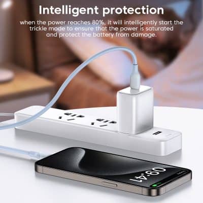 Power strip with USB charging ports, smart power management, and phone charging capability, ideal for home or office use, ensuring safe and efficient energy distribution.