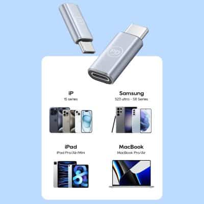 USB-C to USB-C flash drive for mobile devices and computers, compatible with iPhones, Samsung Galaxy, and popular Apple and MacBook models.