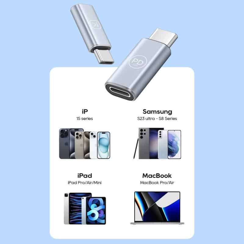 USB-C to USB-C flash drive for mobile devices and computers, compatible with iPhones, Samsung Galaxy, and popular Apple and MacBook models.