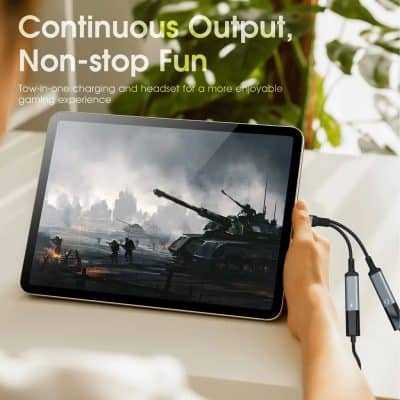 Charging gaming tablet with headset from Monalisa Store, perfect for immersive gaming experiences.