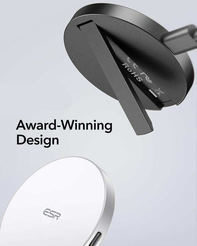 Wireless charging pad with award-winning modern design, compatible with various smartphones, offered by Monalisa Medical store.