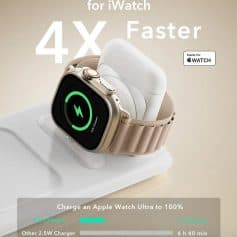 Charge a fast-charging Apple Watch Ultra with a compatible charger, enabling up to 4x faster charging efficiency for optimal performance.