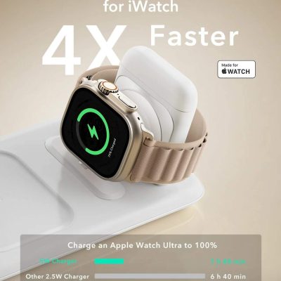 Charge a fast-charging Apple Watch Ultra with a compatible charger, enabling up to 4x faster charging efficiency for optimal performance.