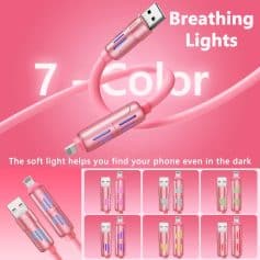 Pink USB breathing light with 7-color options for easy phone finding in the dark, featuring soft LED lights that enhance visibility and convenience, perfect for tech accessories and mobile device users.