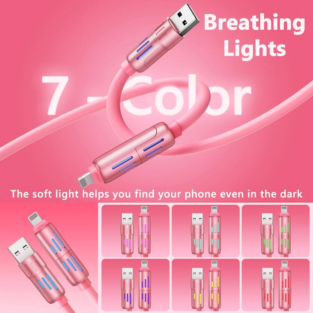 Pink USB breathing light with 7-color options for easy phone finding in the dark, featuring soft LED lights that enhance visibility and convenience, perfect for tech accessories and mobile device users.