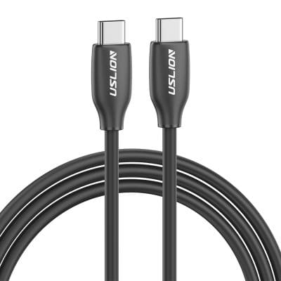 USB-C charging cable for phones and electronic devices, black color, durable design.