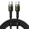 High-quality black USB-C charging cable with gold accents, durable braided design, ideal for fast charging and data transfer for electronic devices.