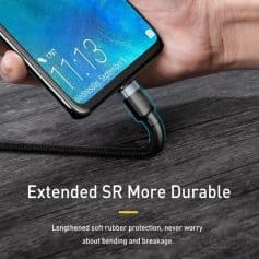 Extended SR durable phone charging cable with reinforced rubber protection for enhanced flexibility and breakage resistance, ideal for everyday use and ensuring safe, reliable charging.