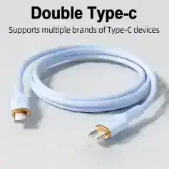 Supports multiple brands of Type-C devices, double USB-C charging cable, fast data transfer and charging performance, compatible with smartphones, tablets, laptops, and other Type-C gadgets.