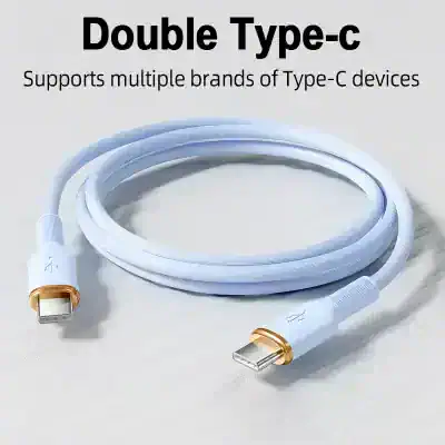 Supports multiple brands of Type-C devices, double USB-C charging cable, fast data transfer and charging performance, compatible with smartphones, tablets, laptops, and other Type-C gadgets.