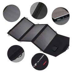 Flexible portable solar panel with USB output for outdoor charging and solar power solutions.